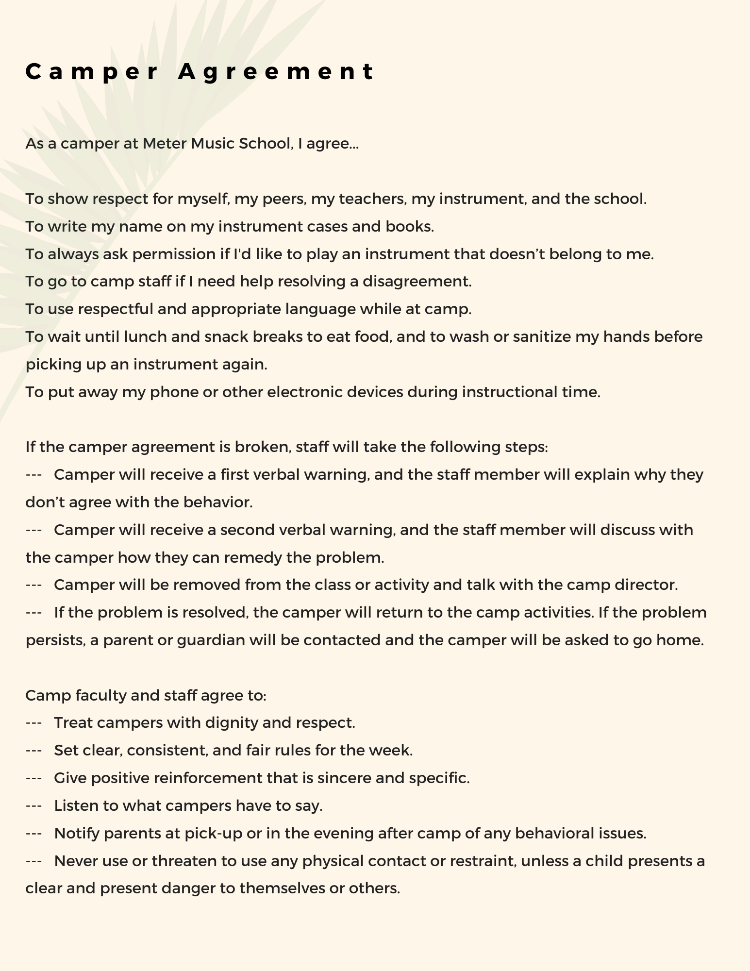 Camp Paperwork Meter Music School